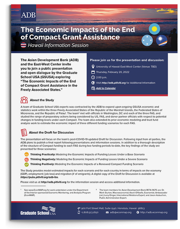 Related Document thumbnail of Announcement - The Economic Impacts of the End of Compact Grant Assistance