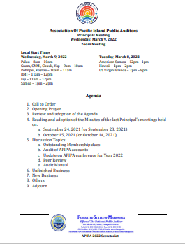 Related Document thumbnail of APIPA Agenda March 2022